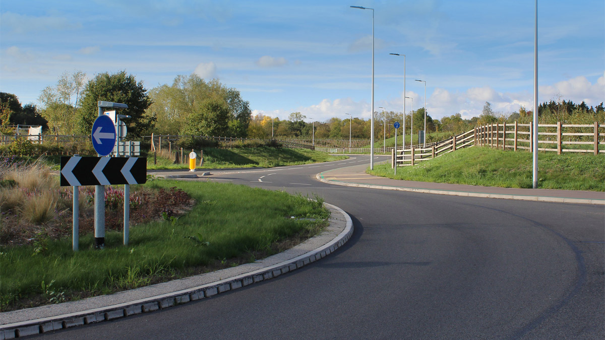 Roundabout on rural road