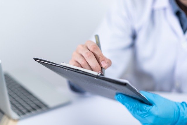Doctor working on a tablet