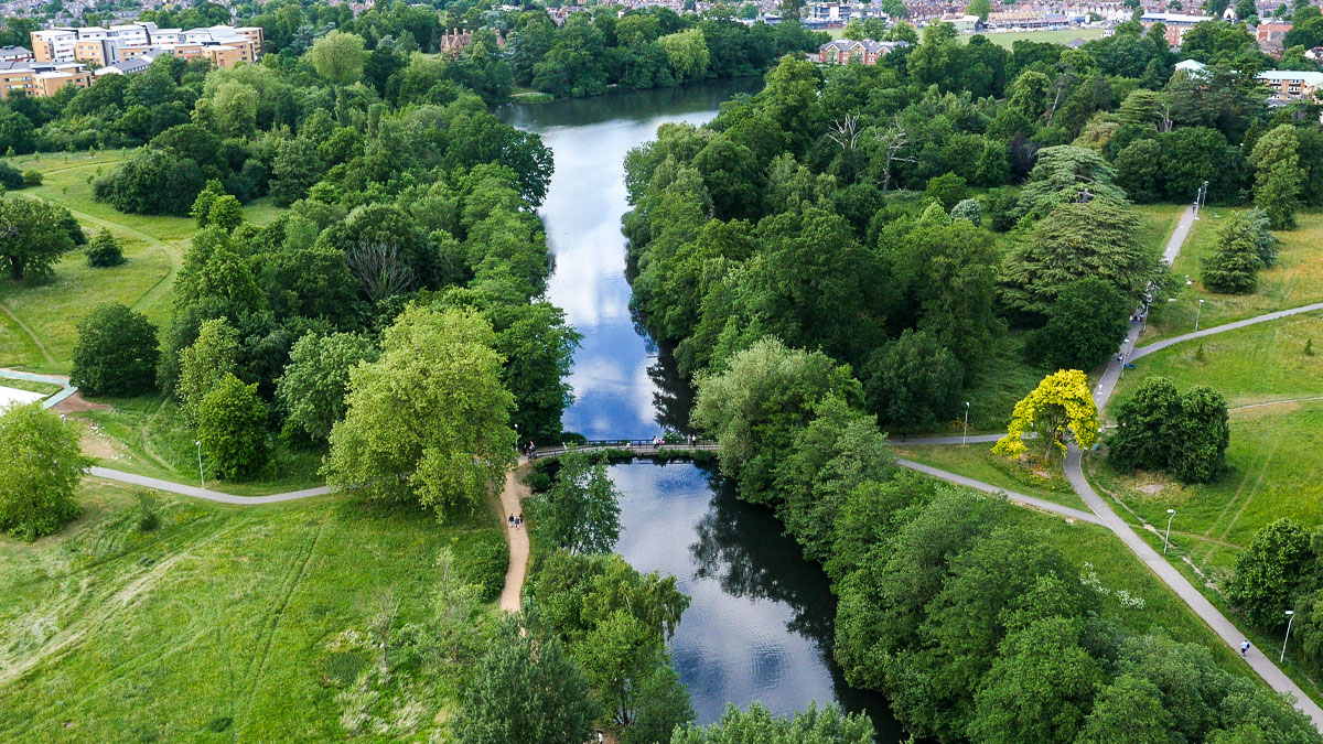 View of Whiteknights lake and trees